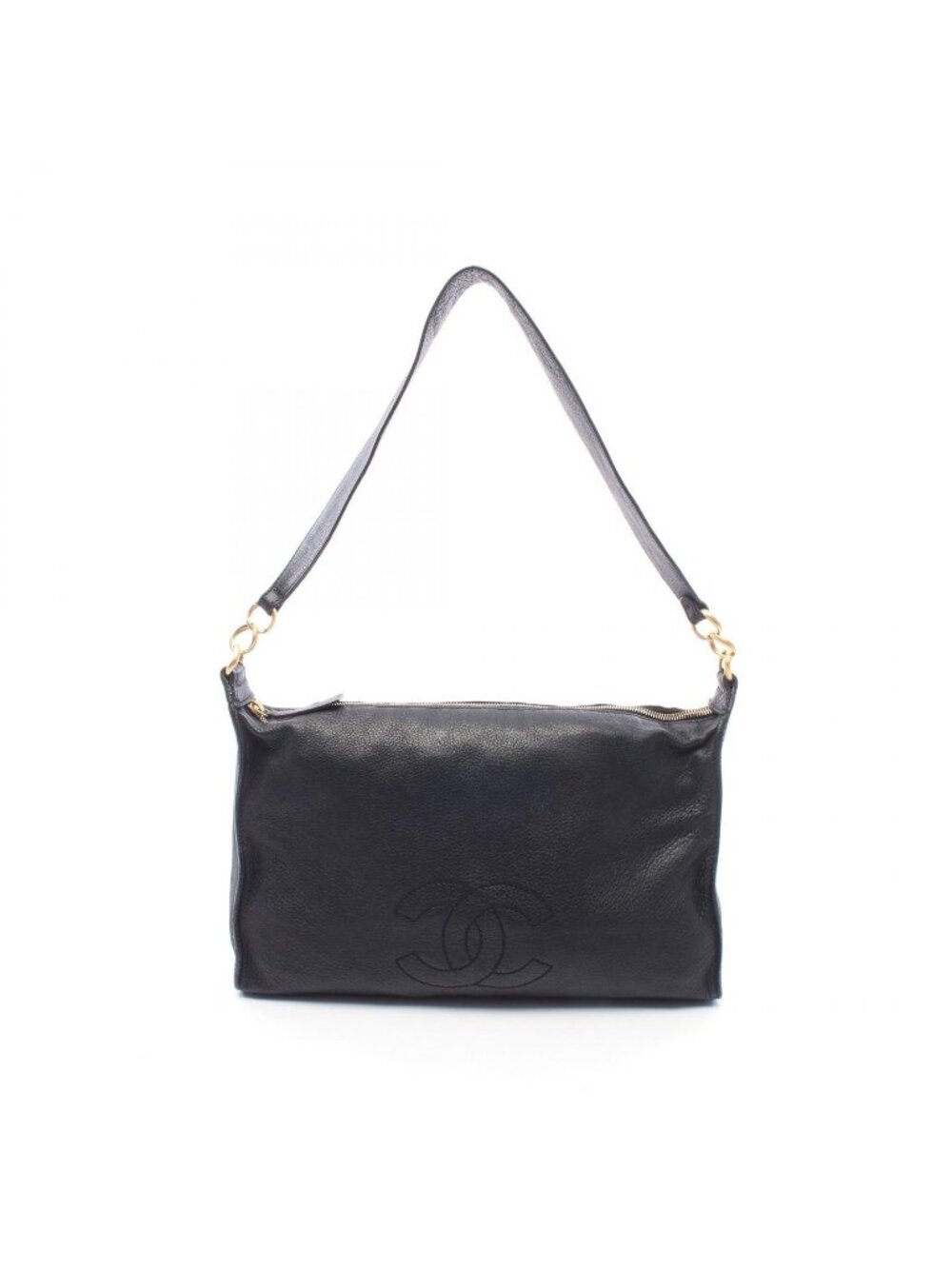Chanel Shoulder Bag CC Logo Black Leather